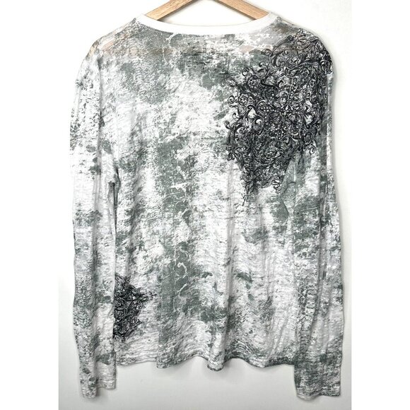 Rock & Roll Cowgirl Womens Shirt Sheer Rhinestones Geometric Long Sleeves 2XL - Picture 2 of 10